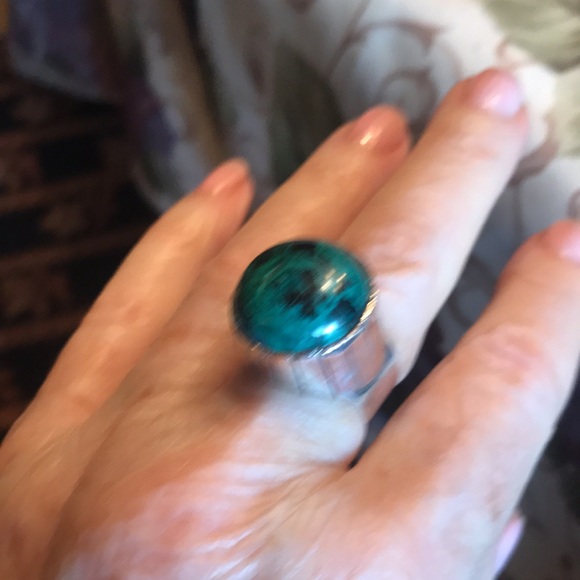 ———SOLD_______VINTAGE STERLING SILVER AND MALACHITE BRACELET WITH MATCHING RING - Picture 12 of 15